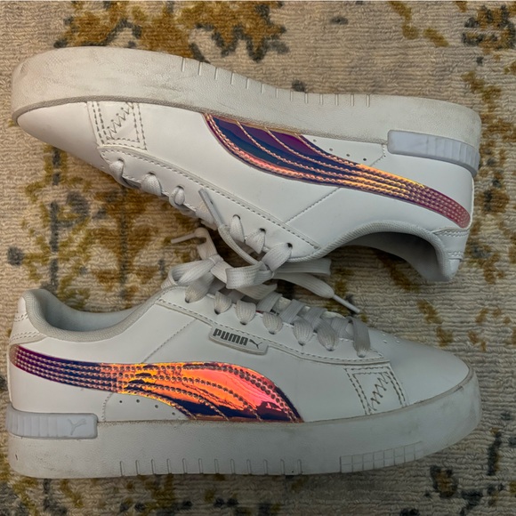 Puma Jada Halo Big Kids white platform sneakers size 4 Holographic - Picture 2 of 7